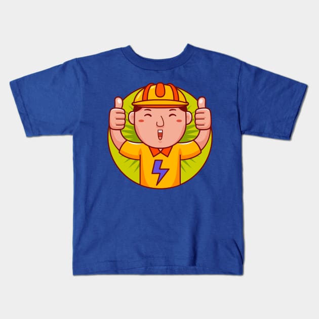 Electrician Man Kids T-Shirt by MEDZ